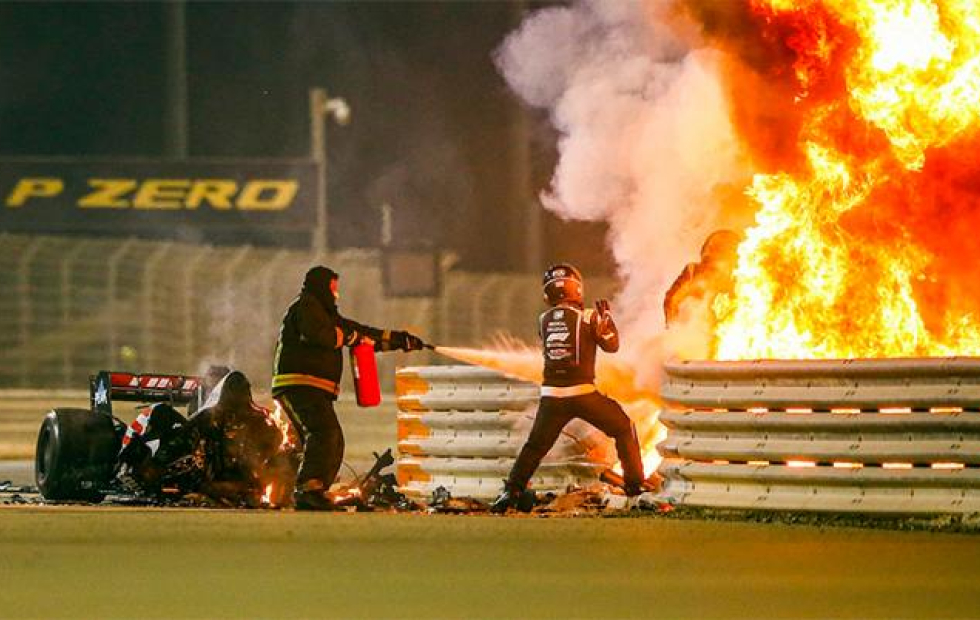 Grosjean se salvó tras un terrible accidente en la Fórmula 1