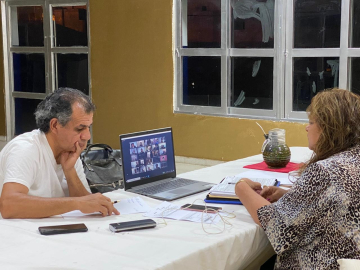 Foto- Griselda Cardozo y Florencio Belotto en la reunión vía Zoom de dirigentes del Federal A.jpg